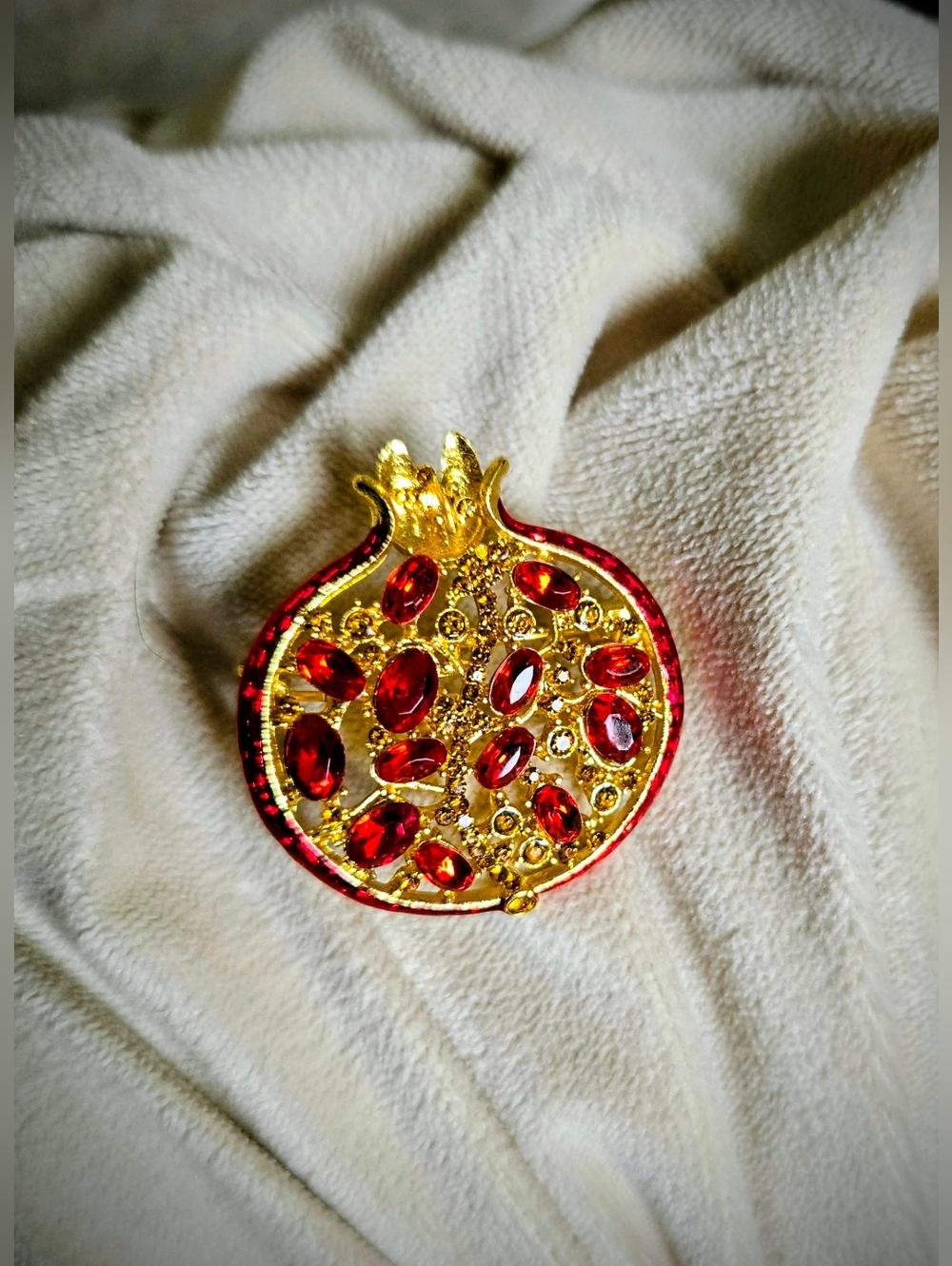 Unique Jeweled Pomegranate Broach